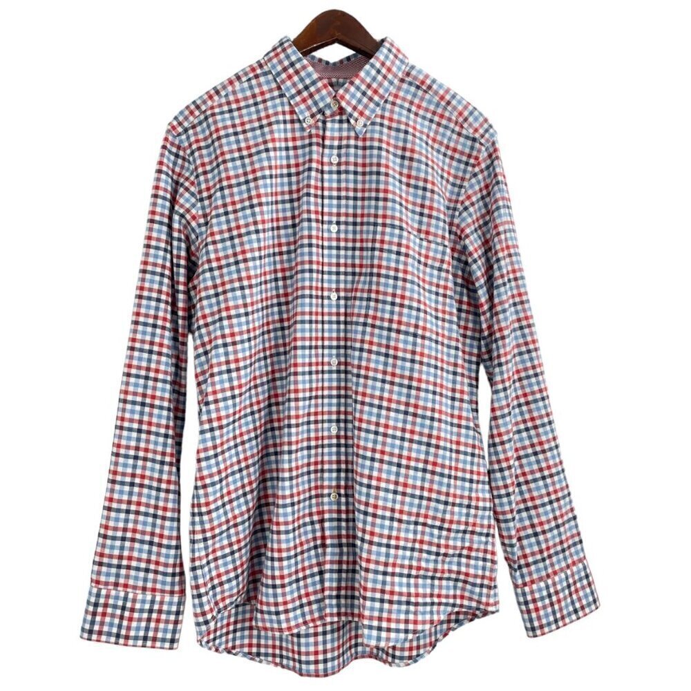 J. McLaughlin Trim Fit Checkered Button Down Shirt Mens Size Large Classic